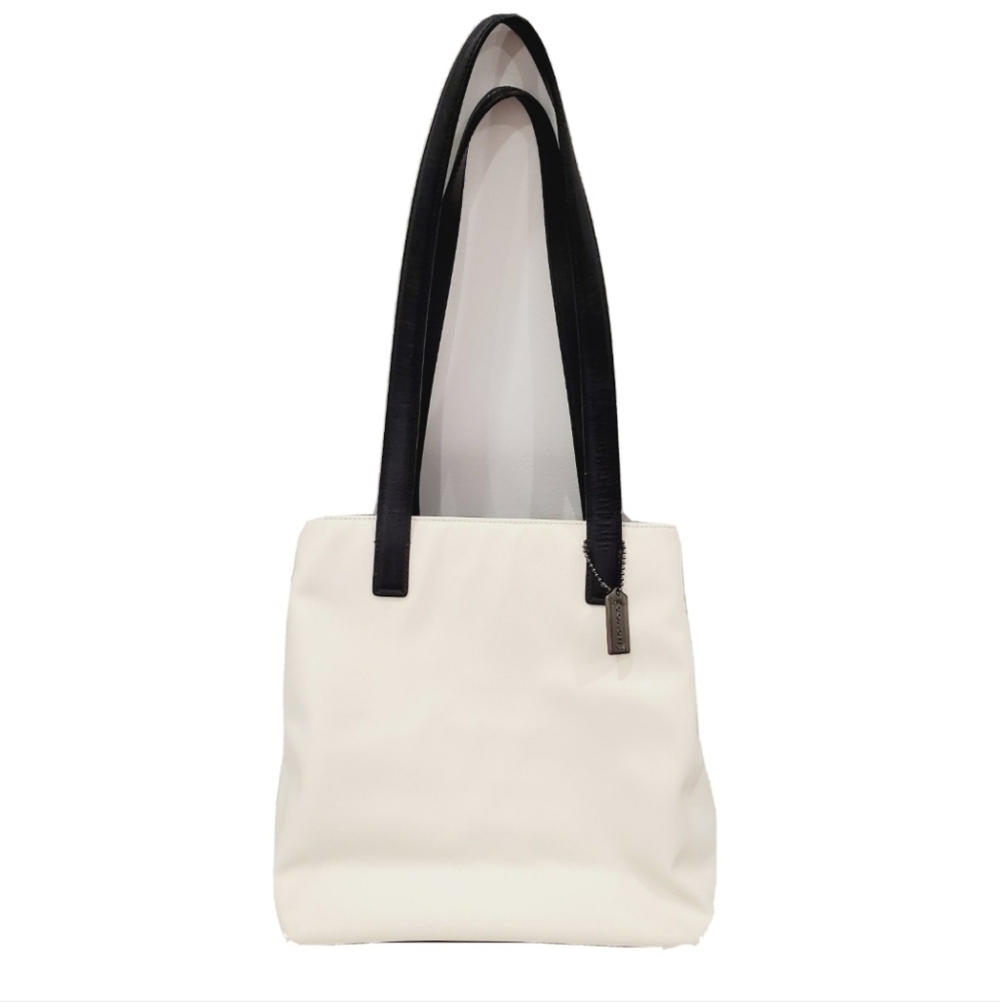 COACH Mercer Nylon & Leather Black & White Shoulder Bag Tote 7411